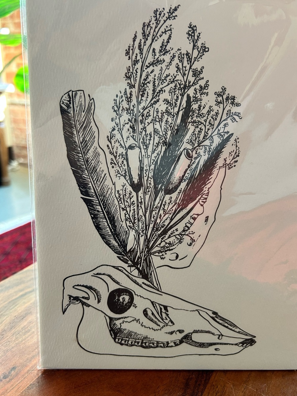 NWOT Ratbee Letterpress 8 x 10 Scull and Flowers Print